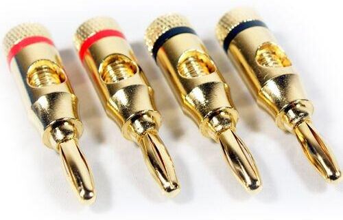 Loops 4x Premium 4mm Banana Plugs 24k Gold Plated Speaker Cable Amp HiFi Connectors