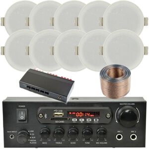 Loops Bluetooth Ceiling Music Kit 5 Zone Stereo Amp & 10x Low Profile HiFi Speaker Multicolor Loops Bluetooth Ceiling Music Kit 5 Zone Stereo Amp & 10x Low Profile HiFi Speaker Multicolor