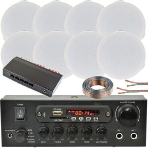 Loops Bluetooth Ceiling Music Kit 4 Zone Stereo Amplifier & 8x Mini Flush Speakers