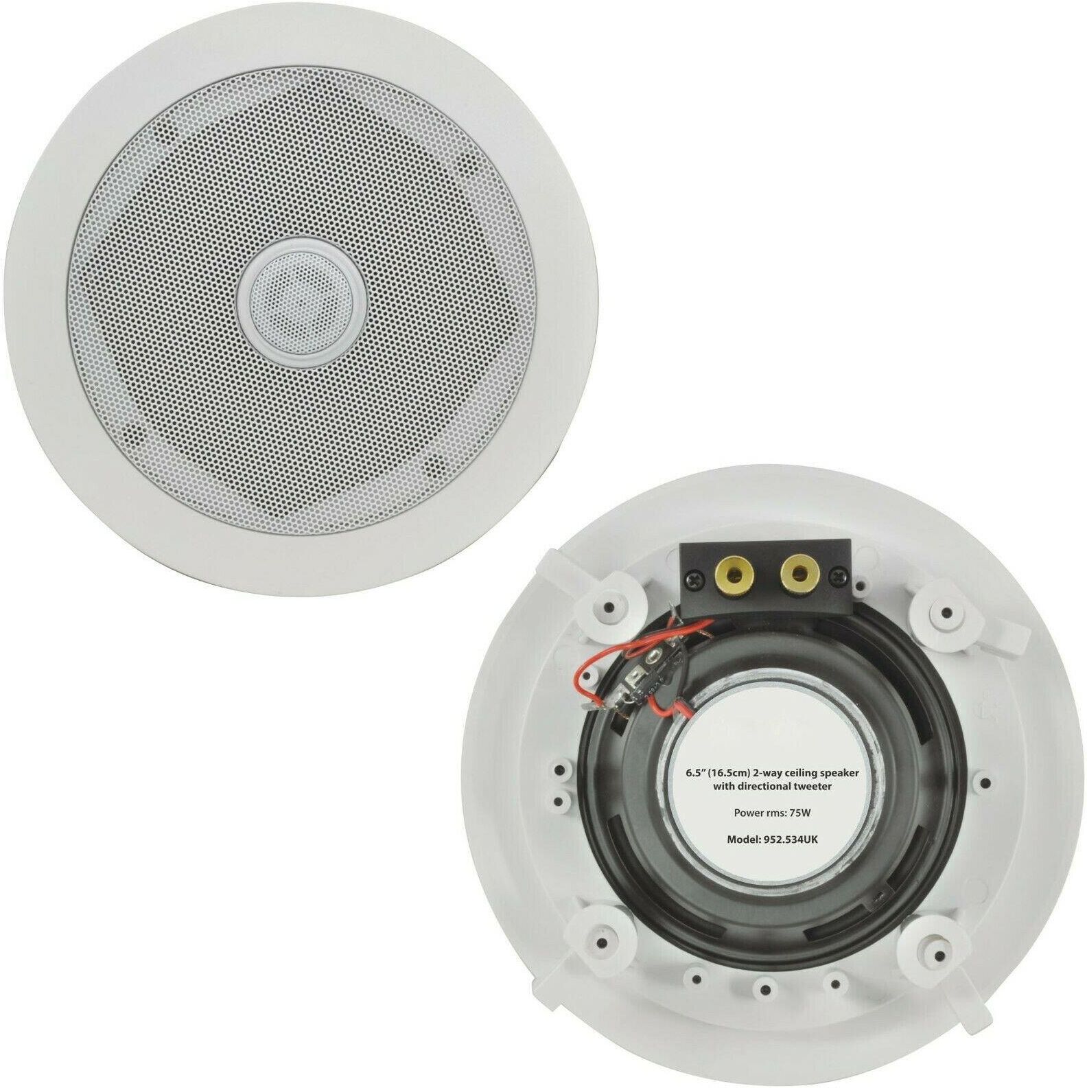 Loops Pair 75W Directional Tweeter Ceiling Speaker 6.5" 8Ohm 2 Way Adjustable HiFi