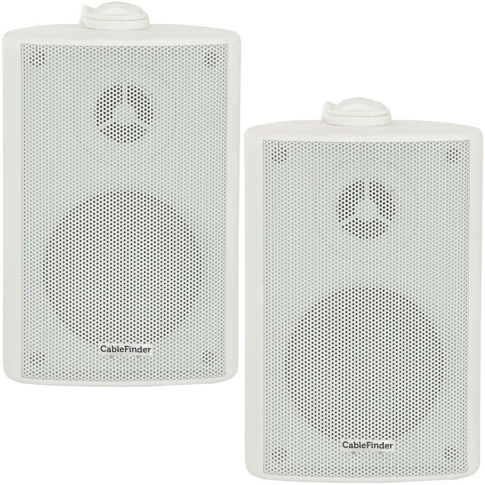 Loops (PAIR) 2x 4" 70W White Outdoor Rated Speakers Wall Mounted HiFi 8Ohm & 100V