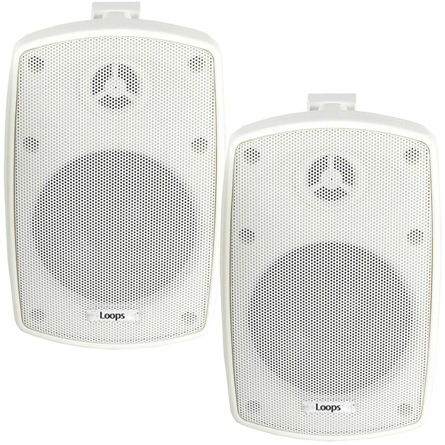Loops 2x 4" 60W White Outdoor Rated Speakers 8 OHM Weatherproof Wall Mounted HiFi