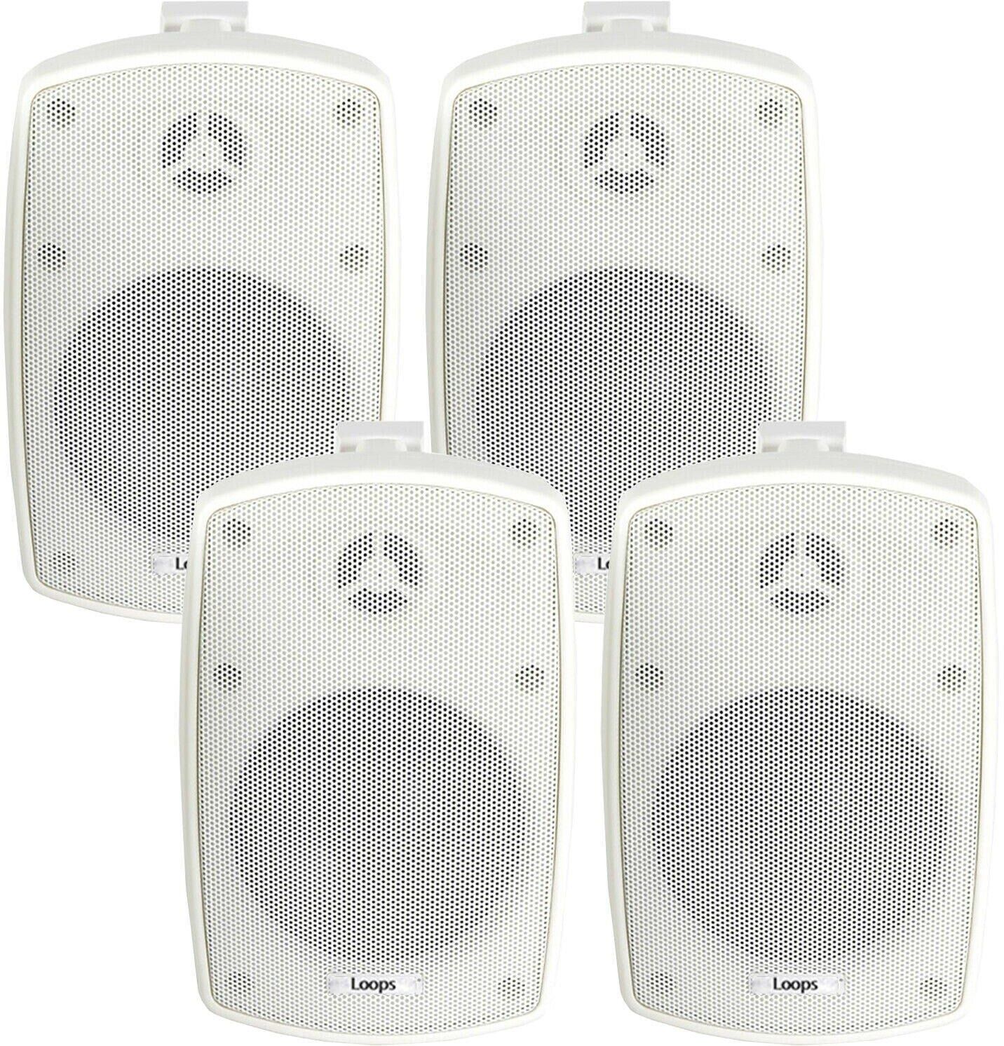 Loops 4x 4" 60W White Outdoor Rated Speakers 8 OHM Weatherproof Wall Mounted HiFi