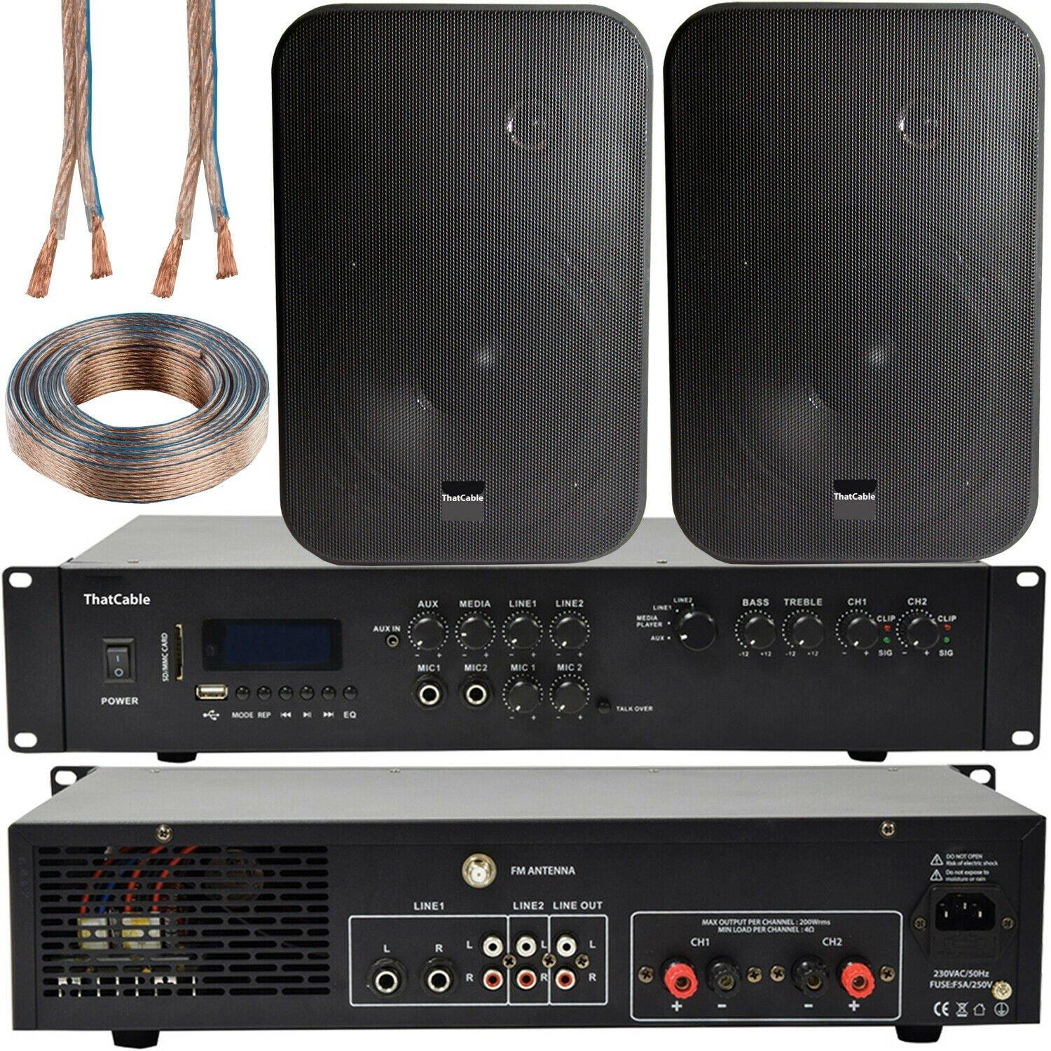 Loops 400W Bluetooth Sound System 2x Black 200W Wall Speaker Channel HiFi Amplifier