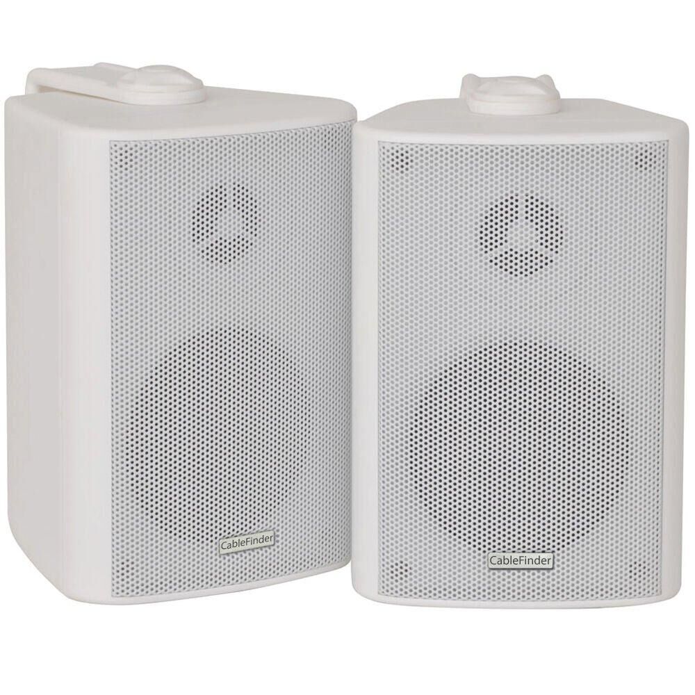 Loops Pair 3" 2 Way Compact Stereo HiFi Speakers 60W 8Ohm White Mini Wall Mounted ABS