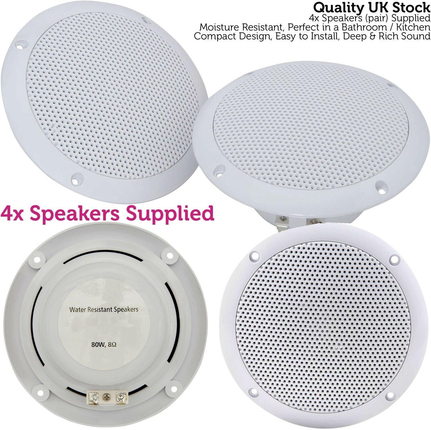 Loops SMART HOME Bluetooth Amplifier & 4x Ceiling Mini Speaker Kit Compact HiFi Amp