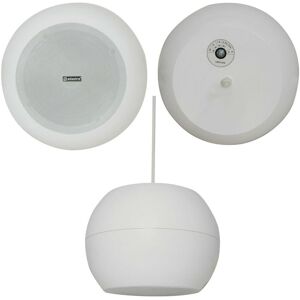 Loops 6.5" 30w White Hanging Suspended Pendant Ceiling Speaker 100v & 8ohm Background White Loops 6.5" 30w White Hanging Suspended Pendant Ceiling Speaker 100v & 8ohm Background White