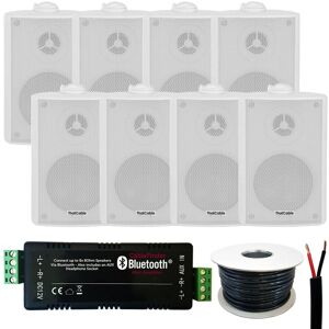 Loops Outdoor External Bluetooth Speaker System Mini Amplifier 8x White Speakers Kit White Loops Outdoor External Bluetooth Speaker System Mini Amplifier 8x White Speakers Kit White
