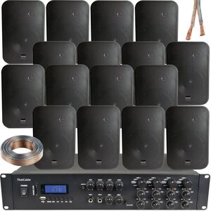 Loops 1600W Bluetooth Sound System 16x 200W Black Wall Speaker 8 Zone Matrix Amplifier Black Loops 1600W Bluetooth Sound System 16x 200W Black Wall Speaker 8 Zone Matrix Amplifier Black