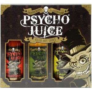 Psycho Juice Hot Chilli Sauces Gift Box Set of 3 x 148ml - Habanero, Ghost Pepper, Mustard Ghost Pepper in Brown Size: 3 Pack Brown 3 Pack Psycho Juice Hot Chilli Sauces Gift Box Set of 3 x 148ml - Habanero, Ghost Pepper, Mustard Ghost Pepper in Brown Size: 3 Pack Brown 3 Pack