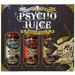Psycho Juice Hot Chilli Sauces Gift Box Set of 3 x 148ml - Extreme Ghost Pepper, 70% Ghost Pepper, Roasted Garlic in Brown Size: 3 Pack Brown 3 Pack Psycho Juice Hot Chilli Sauces Gift Box Set of 3 x 148ml - Extreme Ghost Pepper, 70% Ghost Pepper, Roasted Garlic in Brown Size: 3 Pack Brown 3 Pack