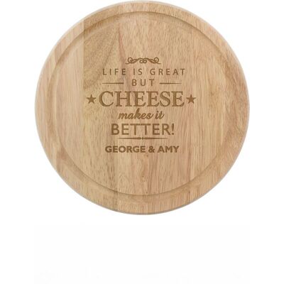 Personalised Memento Company Personalised Cheese Makes Life Better... Wooden Cheese Board in Brown Brown Personalised Memento Company Personalised Cheese Makes Life Better... Wooden Cheese Board in Brown Brown