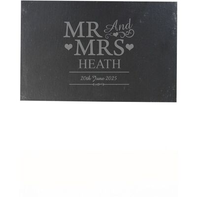 Personalised Memento Company Personalised Mr & Mrs Slate Placemat in Black Black Personalised Memento Company Personalised Mr & Mrs Slate Placemat in Black Black