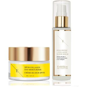 Erth Skin London Women's SPF50 Collagen Day Cream 50ml + Hyaluronic acid & Collagen Serum 60ml in White White Erth Skin London Women's SPF50 Collagen Day Cream 50ml + Hyaluronic acid & Collagen Serum 60ml in White White