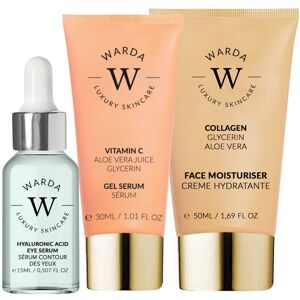 WARDA Glow & Hydrate Vitamin C Serum, Hyaluronic Eye Serum, Collagen Cream in Clear Clear WARDA Glow & Hydrate Vitamin C Serum, Hyaluronic Eye Serum, Collagen Cream in Clear Clear