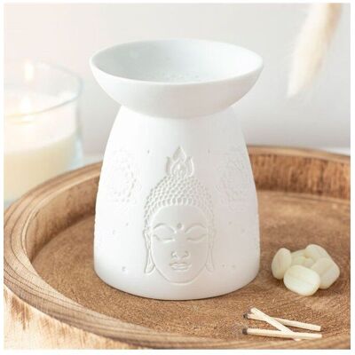 KDMD White Ceramic Buddha Face Oil Burner White KDMD White Ceramic Buddha Face Oil Burner White