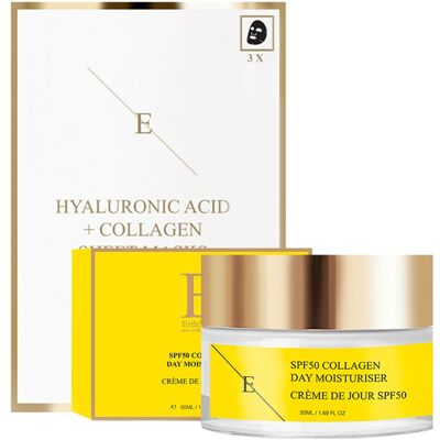 Erth Skin London Collagen Glow Set: SPF Day Cream 50ml + Hydrating Sheet Mask in Natural Natural Erth Skin London Collagen Glow Set: SPF Day Cream 50ml + Hydrating Sheet Mask in Natural Natural