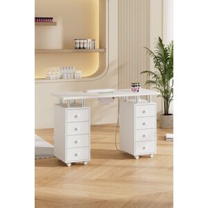 Living and Home Rolling Manicure Station Nail Table with Dust Collector in White White Living and Home Rolling Manicure Station Nail Table with Dust Collector in White White