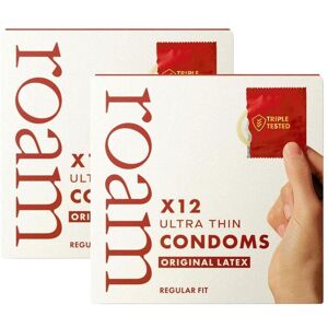 Roam Men's 24x Original Latex Regular Fit Condom for Safer Sex (2x12pk) in White White Roam Men's 24x Original Latex Regular Fit Condom for Safer Sex (2x12pk) in White White