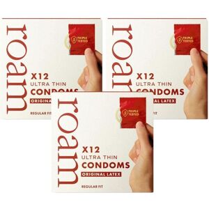 Roam Men's 36x Original Latex Regular Fit Condom for Safer Sex (3x12pk) in White White Roam Men's 36x Original Latex Regular Fit Condom for Safer Sex (3x12pk) in White White