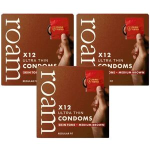 Roam Men's 36x MediumBrown Condom Regular for Safer Sex & Contraception(3x12 Pack) in Brown Brown Roam Men's 36x MediumBrown Condom Regular for Safer Sex & Contraception(3x12 Pack) in Brown Brown