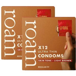 Roam Men's 24x Light Brown Regular Fit Condom for Safer Sex (2x12 Pack) Brown Roam Men's 24x Light Brown Regular Fit Condom for Safer Sex (2x12 Pack) Brown