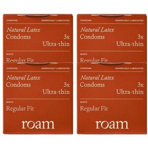 Roam Men's 12 Pack Ultra-Thin Condoms for Safer Sex & Contraception Regular Fit in White White Roam Men's 12 Pack Ultra-Thin Condoms for Safer Sex & Contraception Regular Fit in White White