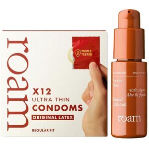 Roam Men's Original Latex Regular Fit 'Condom' Pack of 12 w/ Front Lubricant, 20ml in White White Roam Men's Original Latex Regular Fit 'Condom' Pack of 12 w/ Front Lubricant, 20ml in White White