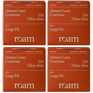 Roam Men's 4x Ultra Thin 'Condoms' for Safer Sex & Large Fit, 48 Pack in Red Red Roam Men's 4x Ultra Thin 'Condoms' for Safer Sex & Large Fit, 48 Pack in Red Red