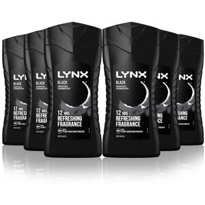 Lynx Men's Black 12H Fragrance Shower Gel 'Body Wash' for Men, 6x225ml Black Lynx Men's Black 12H Fragrance Shower Gel 'Body Wash' for Men, 6x225ml Black