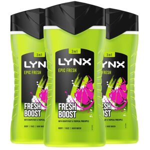 Lynx Men's 'Shower Gel' Epic Fresh 225ml, 3 Pack in Green Green Lynx Men's 'Shower Gel' Epic Fresh 225ml, 3 Pack in Green Green