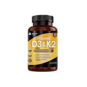 New leaf health Vitamin D3 K2, Vitamin D3 4000iu + Vitamin K2 100mcg, Supports Immunity, Calcium Absorption and Bone Health 120 Vegetarian Tablets