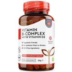 Nutravita Vitamin B Complex with Vitamin D3 365 Tablets in White White Nutravita Vitamin B Complex with Vitamin D3 365 Tablets in White White