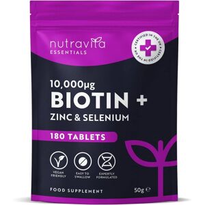 Nutravita Biotin 10, 000mcg with Zinc & Selenium - 180 Vegan Tablets in Purple Purple Nutravita Biotin 10, 000mcg with Zinc & Selenium - 180 Vegan Tablets in Purple Purple