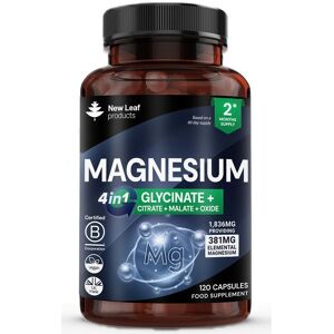 New leaf health Magnesium Complex 4 in 1, 1836mg Magnesium Capsules Citrate, Bisglycinate, Malate & Oxide in Mid Grey Mid Grey New leaf health Magnesium Complex 4 in 1, 1836mg Magnesium Capsules Citrate, Bisglycinate, Malate & Oxide in Mid Grey Mid Grey