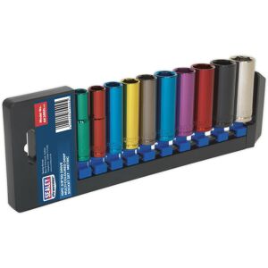 Loops 10 PACK Multi Colour DEEP Socket Set 3/8" Metric Square Drive - 6 Pt WallDrive Multicolor Loops 10 PACK Multi Colour DEEP Socket Set 3/8" Metric Square Drive - 6 Pt WallDrive Multicolor
