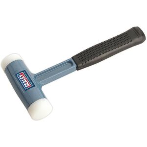 Loops 1.75lb Nylon Faced Dead Blow Hammer - Absorbent Rubber Grip - Steel Shot in Metallics Metallics Loops 1.75lb Nylon Faced Dead Blow Hammer - Absorbent Rubber Grip - Steel Shot in Metallics Metallics