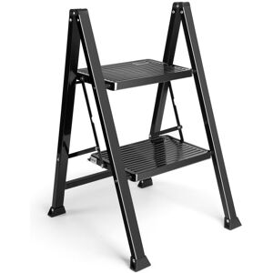 VonHaus Slim 2 Step Ladder in Black Black VonHaus Slim 2 Step Ladder in Black Black