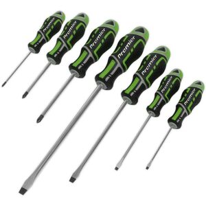 Loops 7 PACK Premium Soft Grip Screwdriver Set - Slotted & Phillips Various Size GREEN Green Loops 7 PACK Premium Soft Grip Screwdriver Set - Slotted & Phillips Various Size GREEN Green