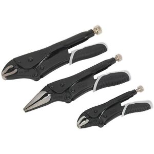 Loops 3 Piece Quick Release Locking Pliers Set - Curved & Long Nose Pliers - Black Black Loops 3 Piece Quick Release Locking Pliers Set - Curved & Long Nose Pliers - Black Black