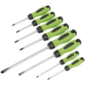 Loops 8 PACK - Hi-Vis Green Screwdriver Set - Slotted Phillips POZI Premium Drivers Green Loops 8 PACK - Hi-Vis Green Screwdriver Set - Slotted Phillips POZI Premium Drivers Green