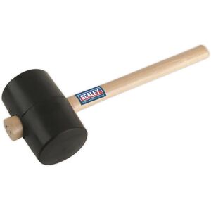 Loops 2.5lb Black Rubber Mallet - Wooden Shaft Handle - General Purpose Hammer Black Loops 2.5lb Black Rubber Mallet - Wooden Shaft Handle - General Purpose Hammer Black