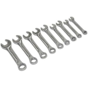 Loops 9pc STUBBY Short Handled Combination Spanner Set 12 Point Metric Ring Open Head Multicolor Loops 9pc STUBBY Short Handled Combination Spanner Set 12 Point Metric Ring Open Head Multicolor