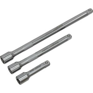 Loops 3 Piece Steel Extension Bar Set - 1/4" Sq Drive - Spring-Ball Socket Retainer in Metallics Metallics Loops 3 Piece Steel Extension Bar Set - 1/4" Sq Drive - Spring-Ball Socket Retainer in Metallics Metallics