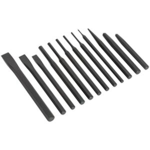 Loops 12 Piece Punch & Chisel Set - Hardened & Tempered - Corrosion Resistant in Metallics Metallics Loops 12 Piece Punch & Chisel Set - Hardened & Tempered - Corrosion Resistant in Metallics Metallics