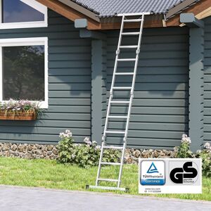 SONGMICS Multi Purpose Folding Ladder with 12 Steps & Metal Plates in Silver Silver SONGMICS Multi Purpose Folding Ladder with 12 Steps & Metal Plates in Silver Silver