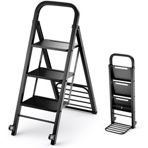 Costway 2-In-1 Hand Truck & Ladder Foldable 3-Step Ladder Heavy-duty Utility Cart Up to 250kg in Black Black Costway 2-In-1 Hand Truck & Ladder Foldable 3-Step Ladder Heavy-duty Utility Cart Up to 250kg in Black Black
