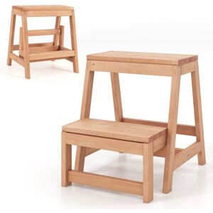 Costway 2-Tier Folding Step Stool Multipurpose 2-Step Ladder Stool in Natural Natural Costway 2-Tier Folding Step Stool Multipurpose 2-Step Ladder Stool in Natural Natural