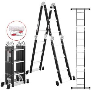 SPETLEK Aluminium Combination Step Ladder Foldable Multi-Purpose in Black Black SPETLEK Aluminium Combination Step Ladder Foldable Multi-Purpose in Black Black