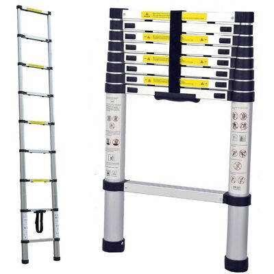 Alivio 3.2m Telescopic Ladder Extendable Collapsible Heavy Duty Max 150 KG in Silver Silver Alivio 3.2m Telescopic Ladder Extendable Collapsible Heavy Duty Max 150 KG in Silver Silver